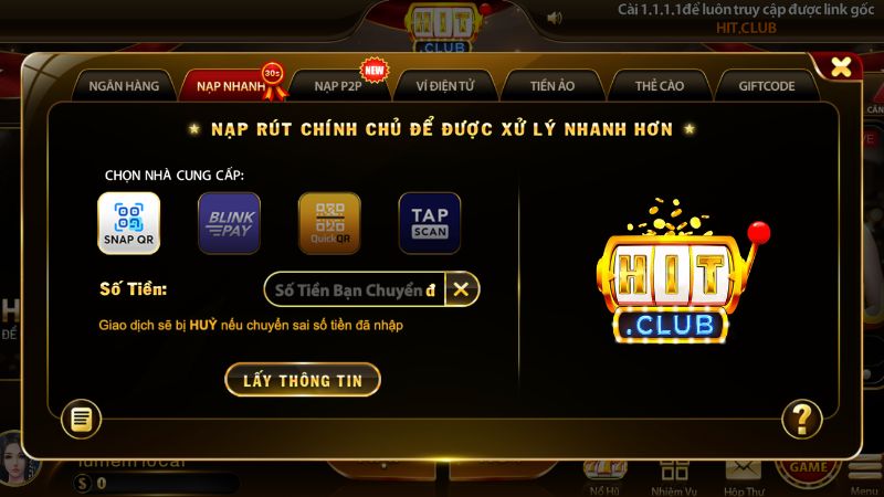 3 Phương thức nạp tiền "đỉnh" nhất tại Hitclub