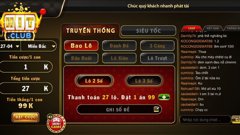 Các hình thức cược tại sảnh Lô đề Hitclub