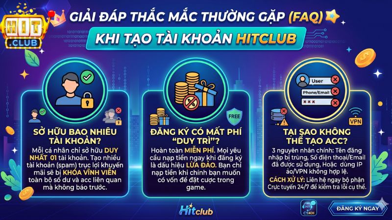 Giải đáp thắc mắc thường gặp (FAQ) khi tạo acc Hitclub Giải đáp thắc mắc thường gặp (FAQ) khi tạo acc Hitclub