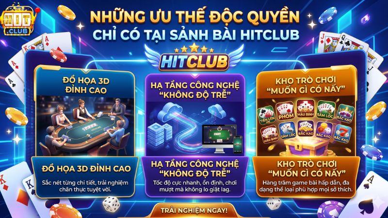 Những ưu thế độc quyền chỉ có tại sảnh bài Hitclub
