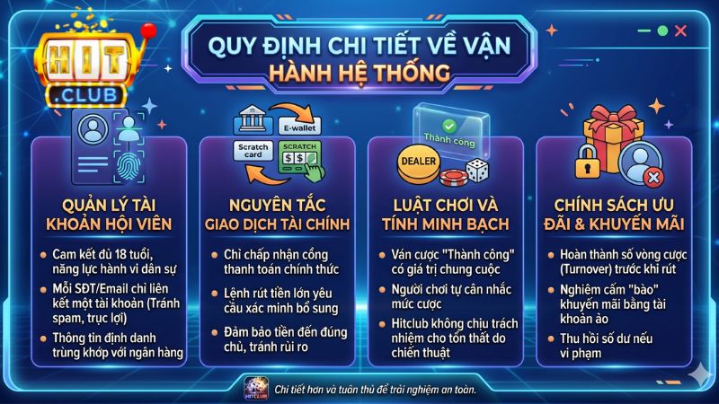Quy định chi tiết về vận hành hệ thống tại cổng game Hitclub Quy định chi tiết về vận hành hệ thống tại cổng game Hitclub
